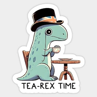 Cute funny tea lover dinosaur pun. Sticker